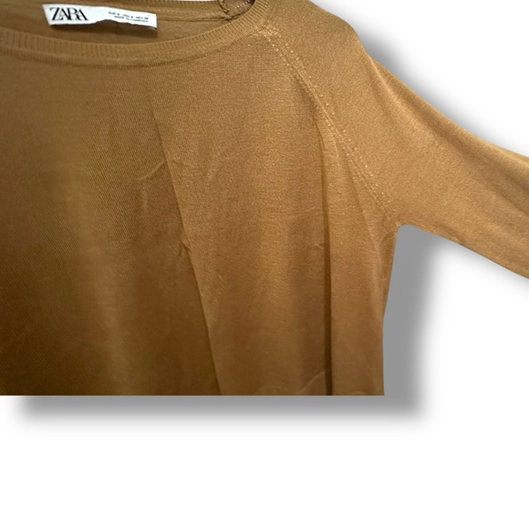 281 Zara | EUC Oversized Camel Brown Knit Sweater Long Sleeve Lightweight (Sz S) - Picture 3 of 12